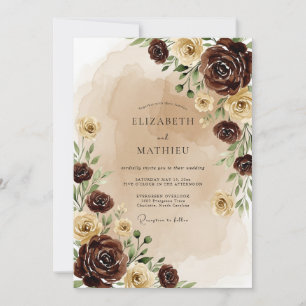 Invitation Mariage Automnal Brun Chocolat Humeur