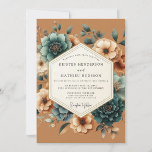 Invitation Mariage Automnal Brun-Rouge