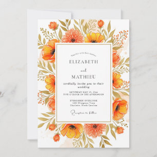 Invitation Mariage Automnal Captivant Mandarine