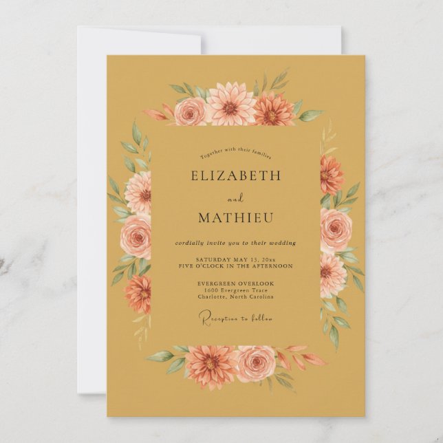 Invitation Mariage Automnal Chaud Ocre (Devant)
