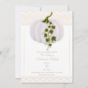 Invitation Mariage Automnal de Conte de Fées Citrouille Blanc