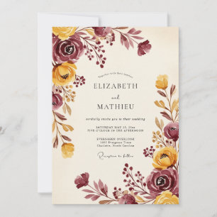 Invitation Mariage Automnal Doré Bourguignon