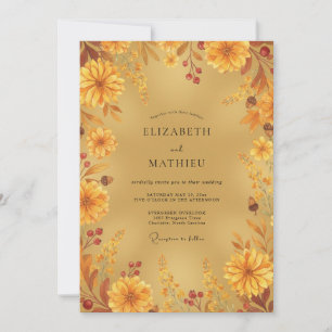 Invitation Mariage Automnal Doré Radieux