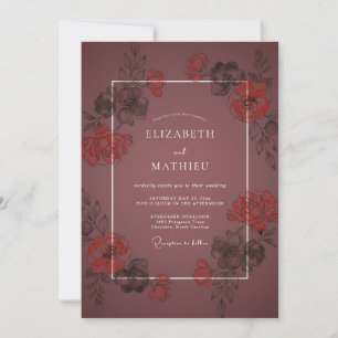 Invitation Mariage Automnal Dramatique Mauve