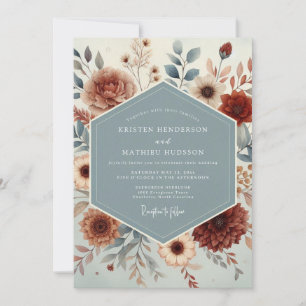Invitation Mariage Automnal en Tons Rouille et Ardoise
