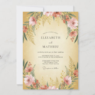 Invitation Mariage Automnal Envoûtant Ambre