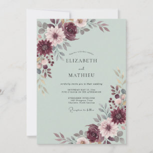 Invitation Mariage Automnal Époustouflant Vert Sauge
