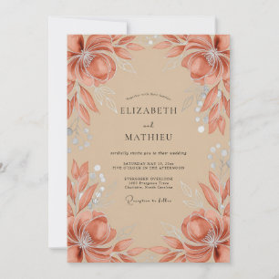 Invitation Mariage Automnal Ethéré en Terracotta