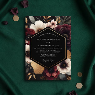 Invitation Mariage Automnal Floral Bourguignon
