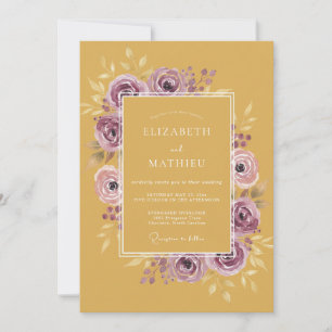 Invitation Mariage Automnal Jaune Moutarde Maussade
