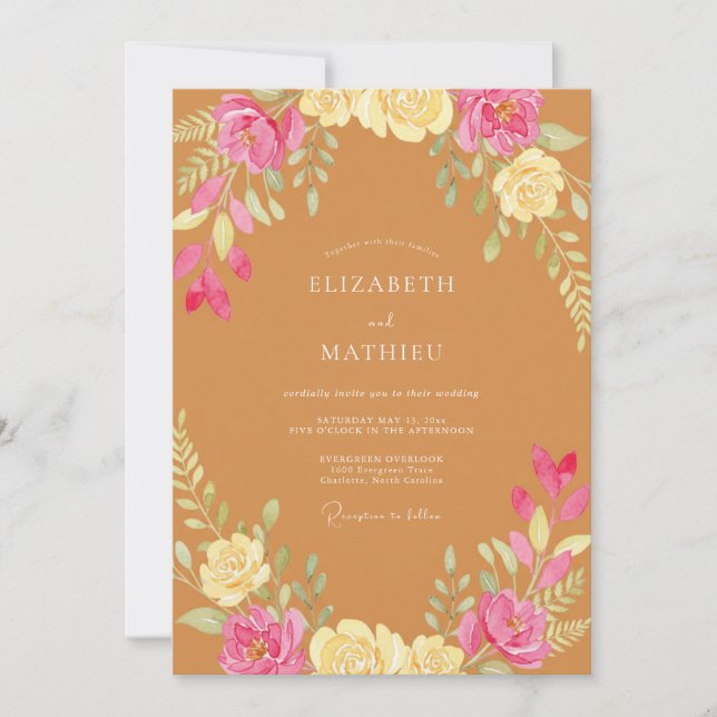 Invitation Mariage Automnal Joyeux Moutarde (Devant)