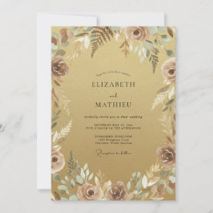 Invitation Mariage Automnal Luxueux en Or