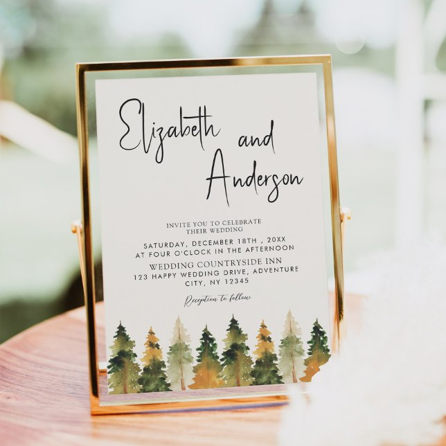 Invitation Mariage automnal minimaliste à l'aquarelle avec pi (Créateur téléchargé)