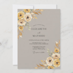 Invitation Mariage Automnal Ocre Poli