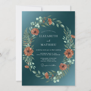 Invitation Mariage Automnal Resplendissant de Teal