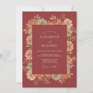 Invitation Mariage Automnal Rouge Brique Maussade