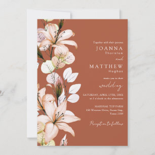 Invitation Mariage automnal rustique floral terracotta tout-e