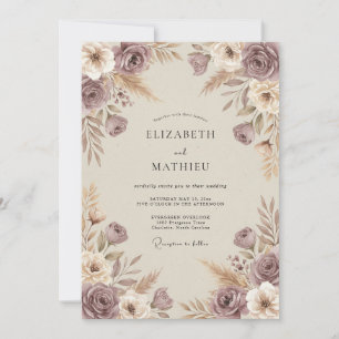 Invitation Mariage Automnal Rustique Mauve