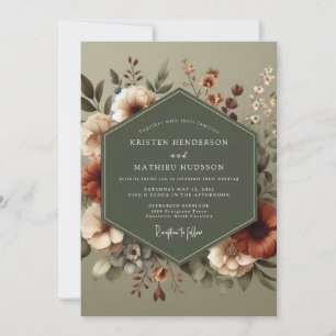 Invitation Mariage Automnal Sage et Rouille
