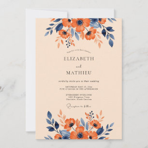 Invitation Mariage automnal solennel orange brûlé