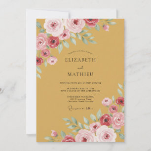Invitation Mariage Automnal Somptueux Ocre