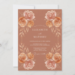Invitation Mariage Automnal Terracotta Lustré