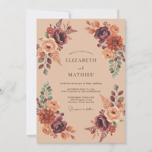 Invitation Mariage Automnal Terreux Abricot