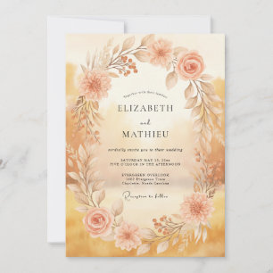 Invitation Mariage Automnal Terreux Orange Brûlé