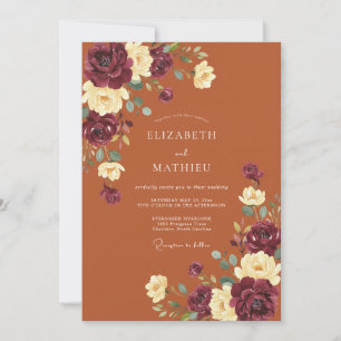 Invitation Mariage Automnal Terreux Rouille
