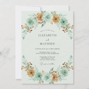Invitation Mariage Automnal Terreux Vert Menthe