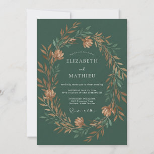 Invitation Mariage Automnal Vernissé Vert Chasseur