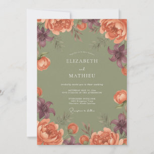 Invitation Mariage Automnal Vert Sauge Atmosphérique