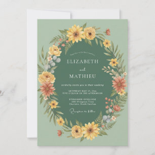 Invitation Mariage Automnal Vibrant Vert Sauge