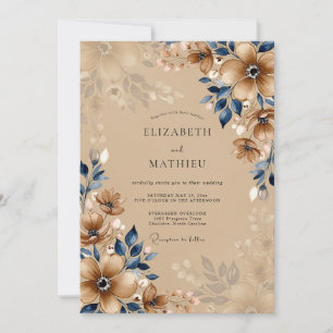 Invitation Mariage Automnal Vintage Tan