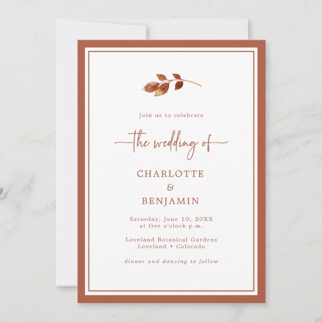 Invitation Mariage Automne Terracotta (Devant)