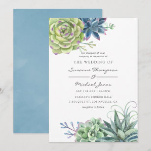 Invitation Mariage aux cactus succulents de désert aquarelle