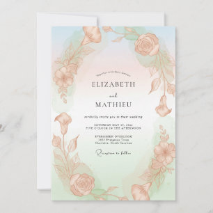 Invitation Mariage aux Cieux Abricot Peints