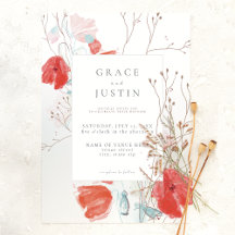 Mariage aux coquelicots de fleurs sauvages