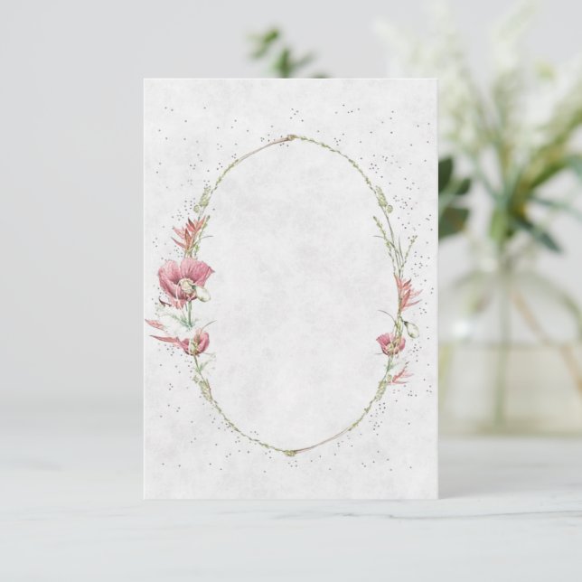 Invitation Mariage aux coquelicots roses budget vierge  (Debout devant)