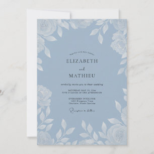 Invitation Mariage aux Feuilles Blanches de Bleuet