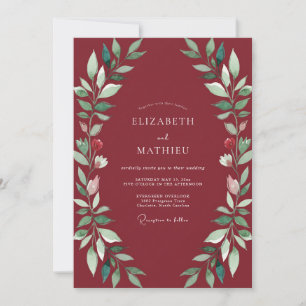 Invitation Mariage aux Feuilles Cramoisi