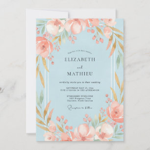 Invitation Mariage aux Feuilles d'Abricot Poudre