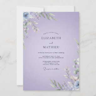 Invitation Mariage aux Feuilles de Lilas Pâle