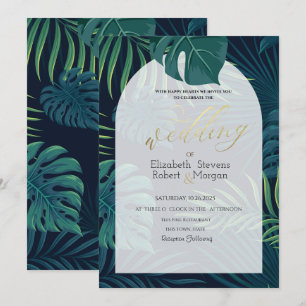 Invitation Mariage aux feuilles de palmier exotiques