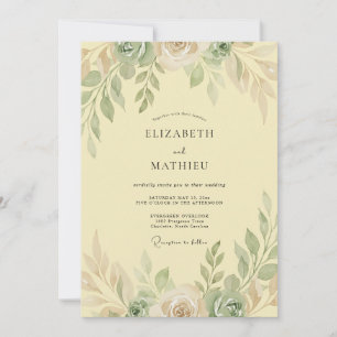 Invitation Mariage aux Feuilles de Pêche Beurre