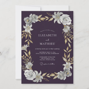 Invitation Mariage aux Feuilles de Prunier Profond
