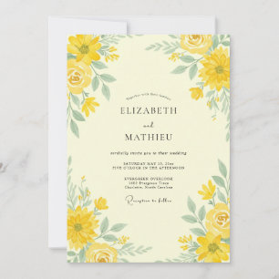 Invitation Mariage aux feuilles de sauge et citron