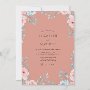 Invitation Mariage aux feuilles de teck en terre cuite