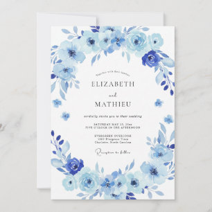 Invitation Mariage aux Feuilles Peintes de Pervenche