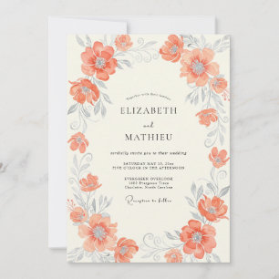 Invitation Mariage aux feuilles peintes en terre cuite atténu